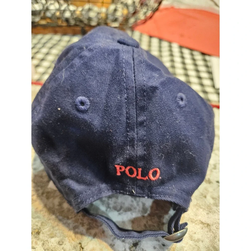 Polo Ralph Lauren Kids Navy Blue Cotton Chino Baseball  Hat Red Pony OS 4-7